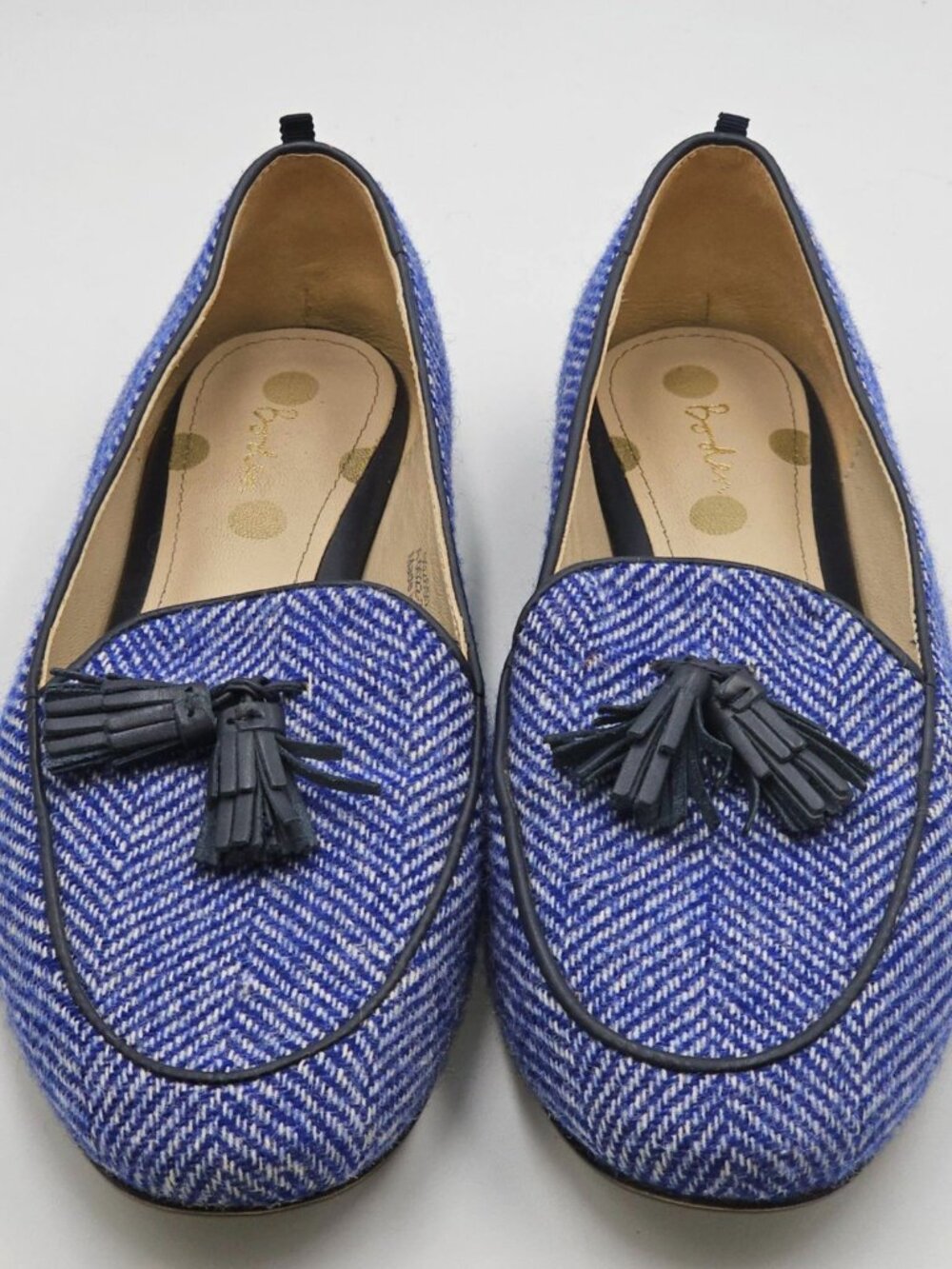 Boden Women’s Blue Ines Herringbone Tassel Loafers Flats Shoes Sz 8 (38.5) 2916 - Picture 11 of 16